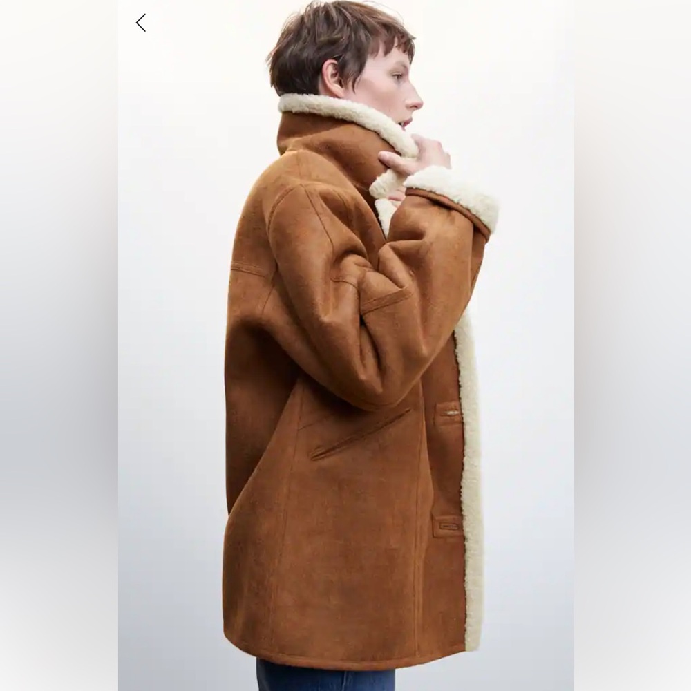 Mango Shearling Lined Coat